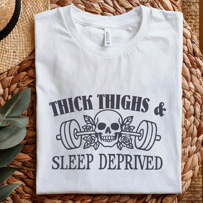 Thick Thighs Sleep Deprived PNG Design, Funny Workout Muscle Mommy Shirt
