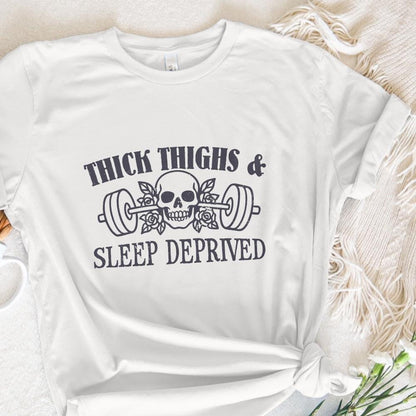 Thick Thighs Sleep Deprived PNG Design, Funny Workout Muscle Mommy Shirt