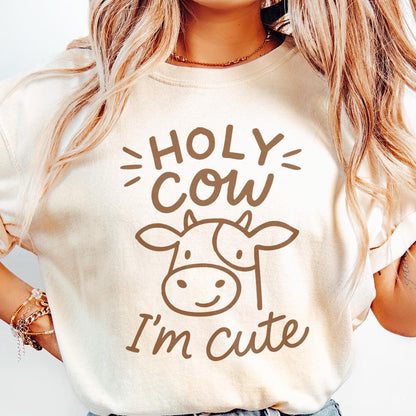 Holy Cow I'm Cute png, Cute Baby Cow png - 300 DPI Design for T-Shirt