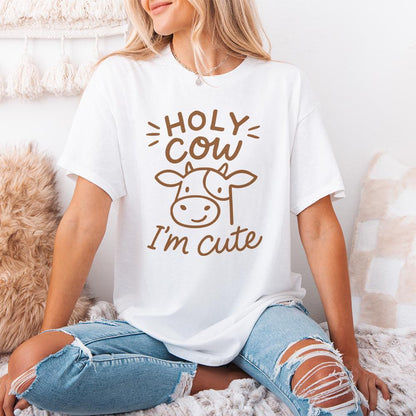 Holy Cow I'm Cute png, Cute Baby Cow png - 300 DPI Design for T-Shirt