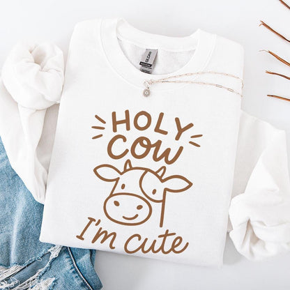 Holy Cow I'm Cute png, Cute Baby Cow png - 300 DPI Design for T-Shirt