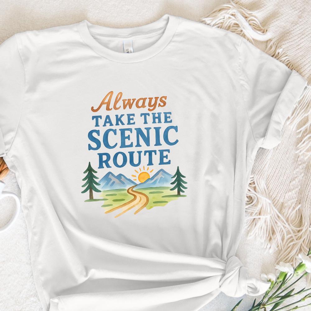 Always Take the Scenic Route, Camping Travel Adventure - 300 DPI Design