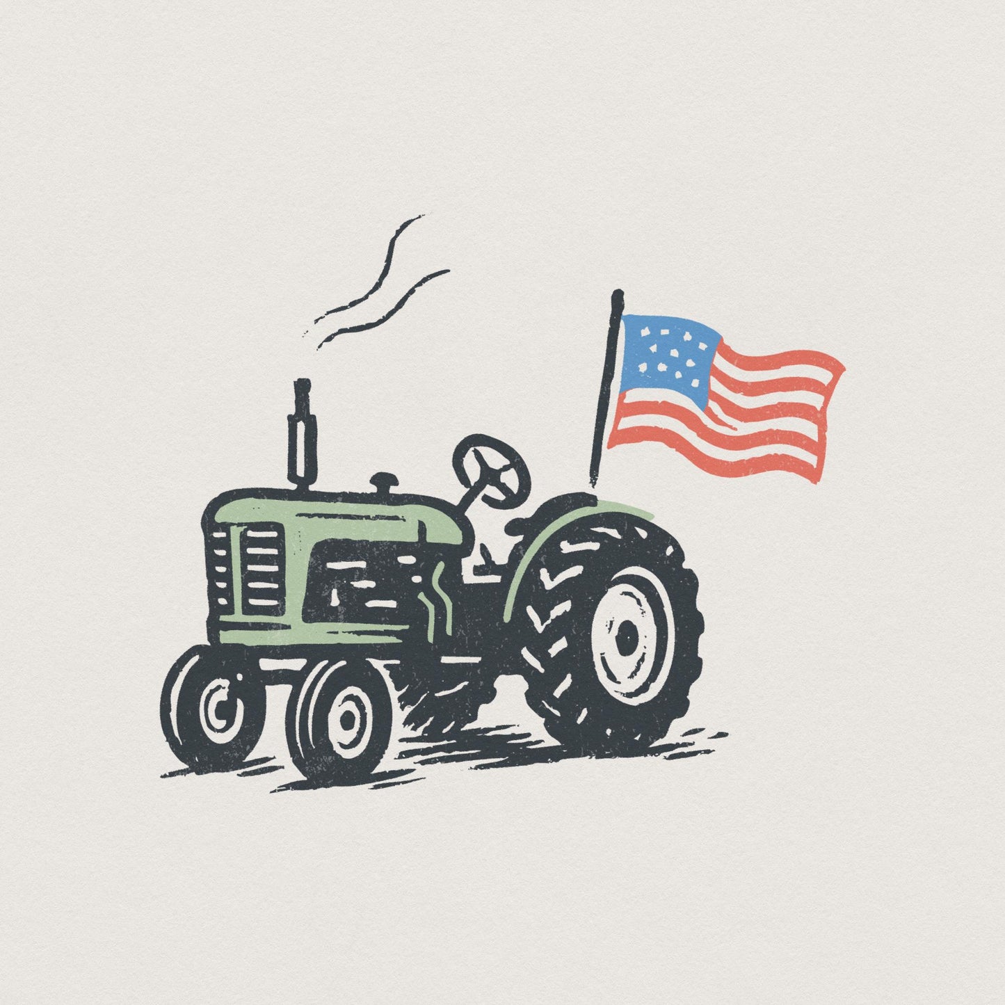 Vintage Tractor American Flag, Patriotic Farm Life PNG - 300 DPI Design