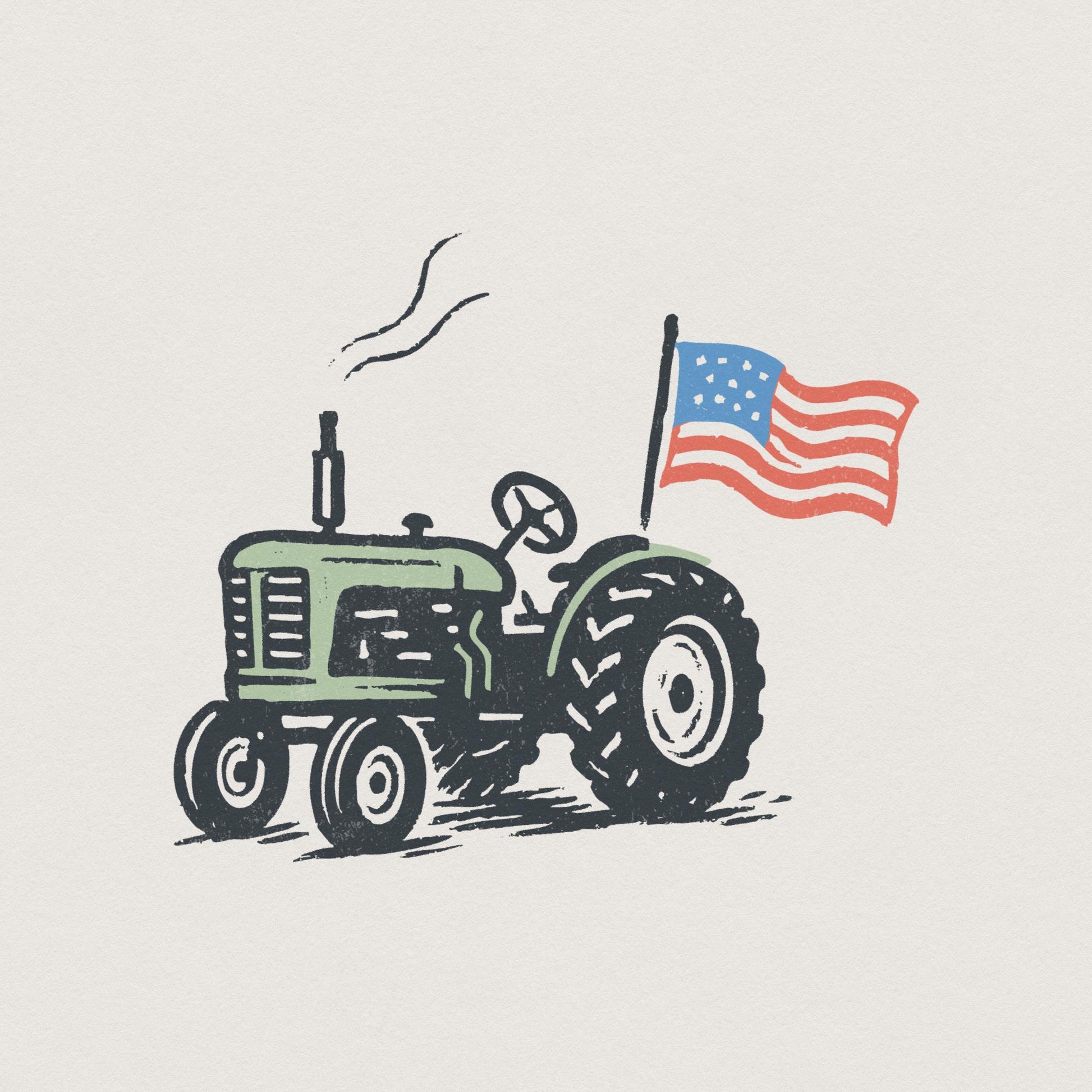 Vintage Tractor American Flag, Patriotic Farm Life PNG - 300 DPI Design