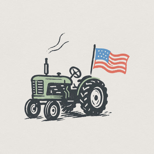 Vintage Tractor American Flag, Patriotic Farm Life PNG - 300 DPI Design