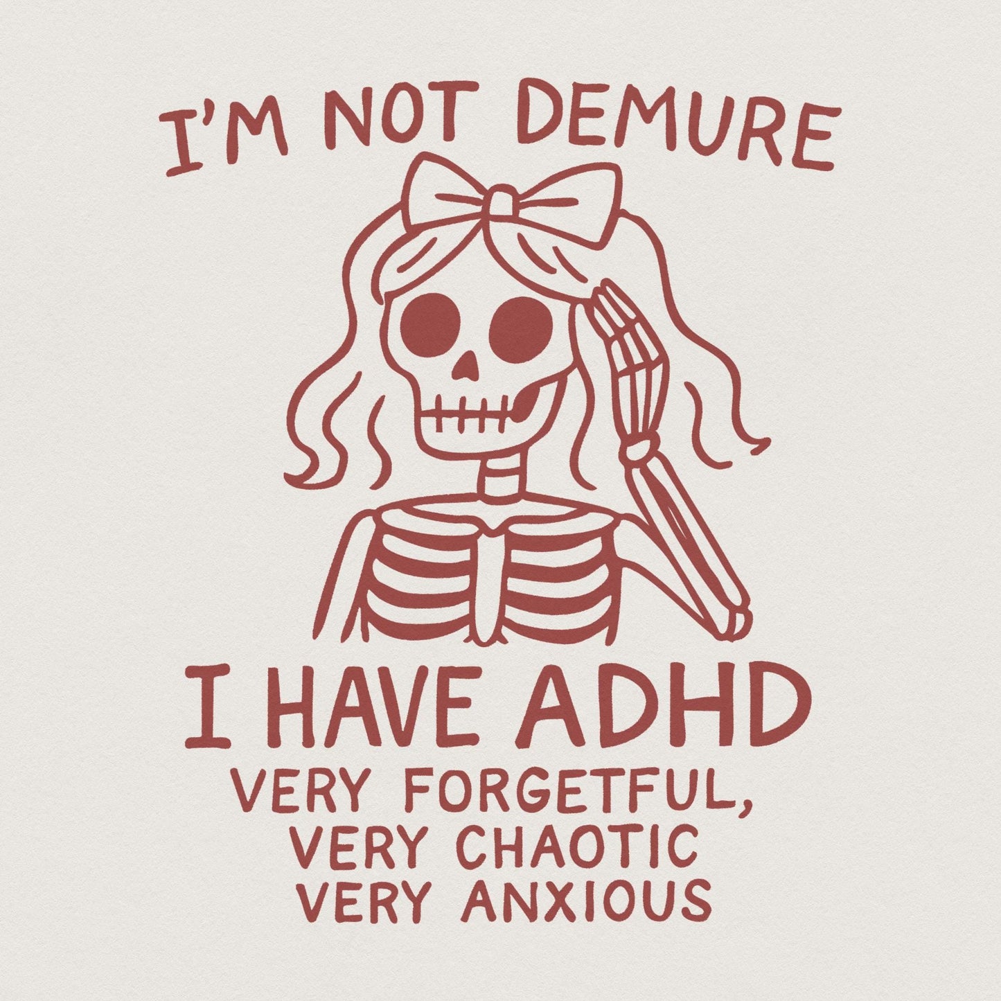 ADHD Humor PNG, Funny Skeleton Digital Download - 300 DPI Design for
