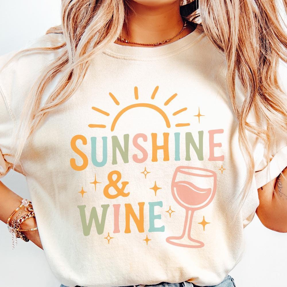 Sunshine and Wine Digital PNG for Summer Wine Lovers Perfect for POD