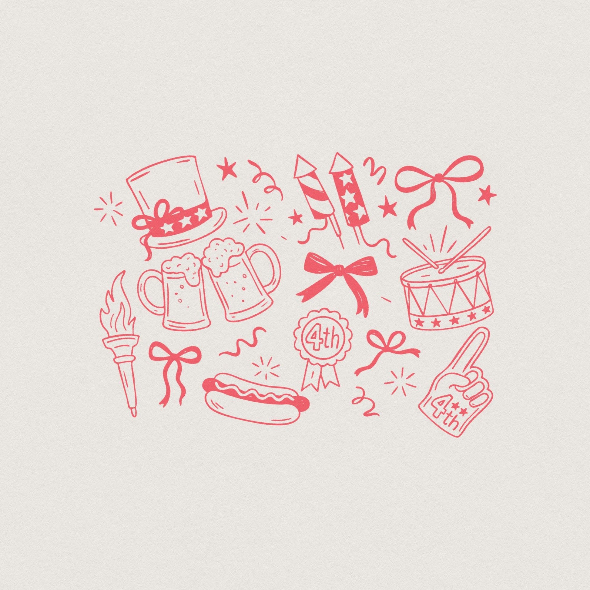 Retro America Coquette PNG Bundle, Preppy 4th of July PNG - 300 DPI