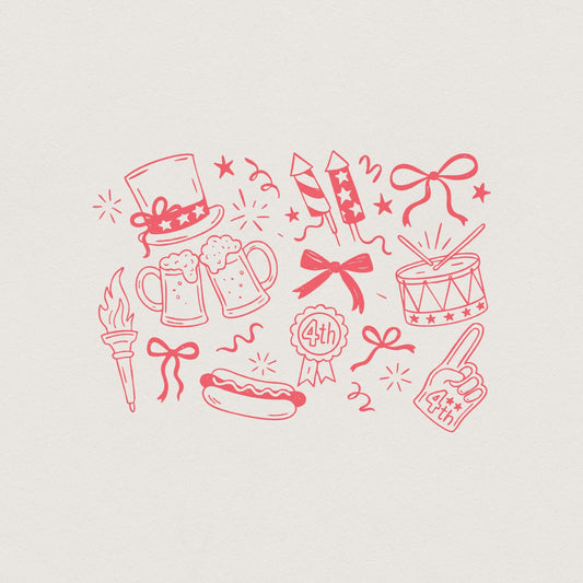 Retro America Coquette PNG Bundle, Preppy 4th of July PNG - 300 DPI