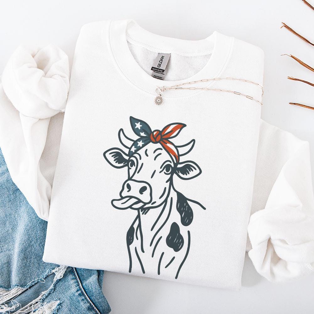 4th of July Highland Cow PNG, Patriotic Shirt Design - 300 DPI Design for