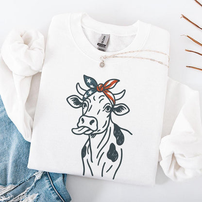 4th of July Highland Cow PNG, Patriotic Shirt Design - 300 DPI Design for