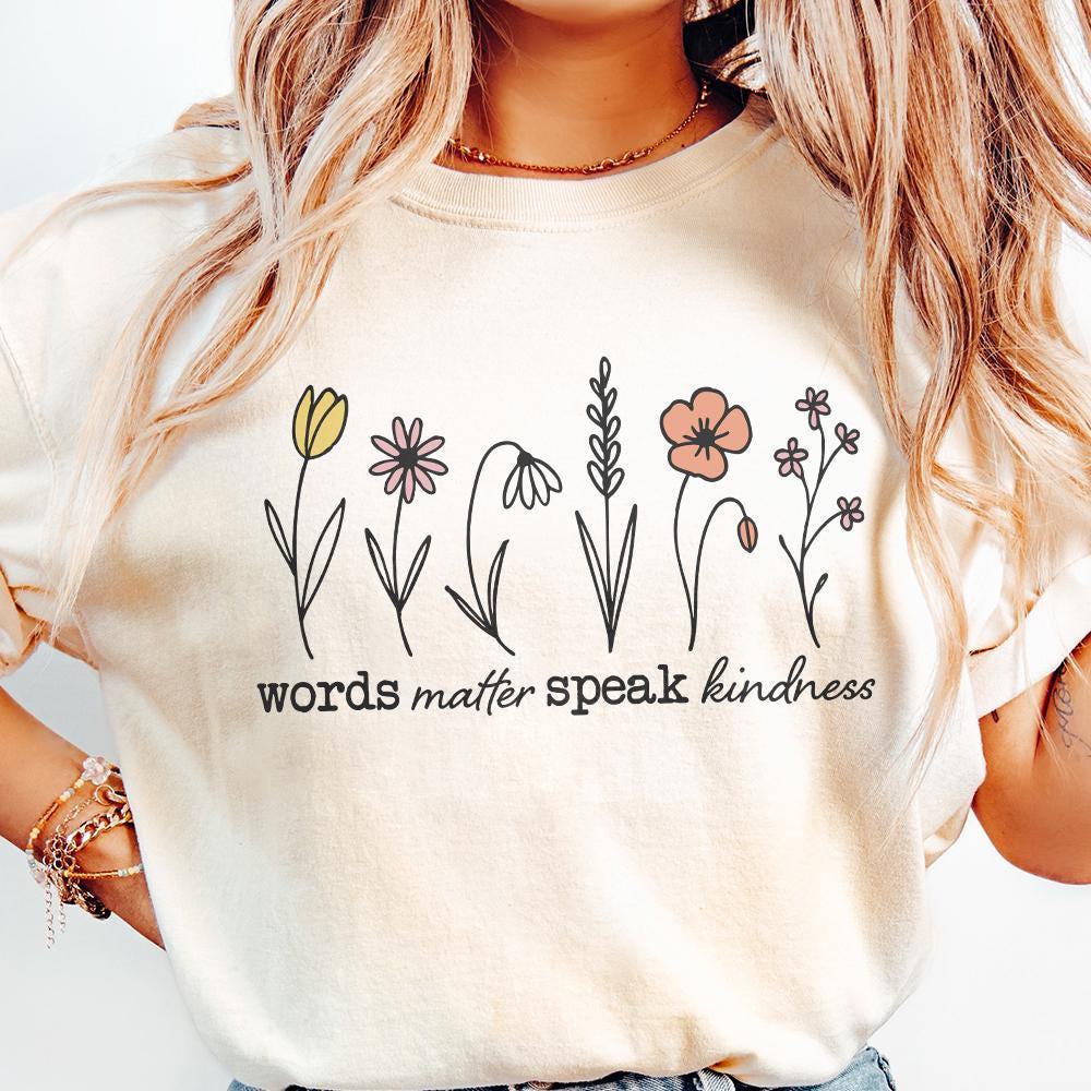 Words Matter Speak Kindness Boho Floral PNG, Inspirational Sublimation