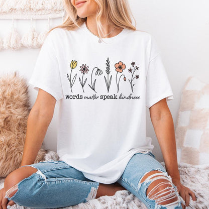Words Matter Speak Kindness Boho Floral PNG, Inspirational Sublimation