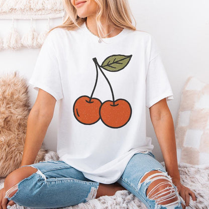 Trendy Cherry Retro Aesthetic, Custom Illustration Art - 300 DPI Design