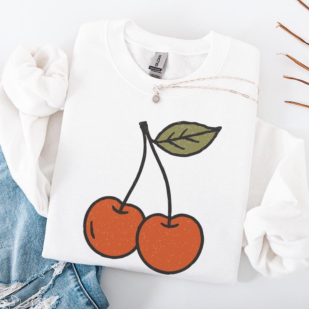 Trendy Cherry Retro Aesthetic, Custom Illustration Art - 300 DPI Design