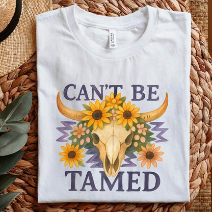 Can't Be Tamed Bull Skull Png, Western Cowgirl Png - 300 DPI Design for