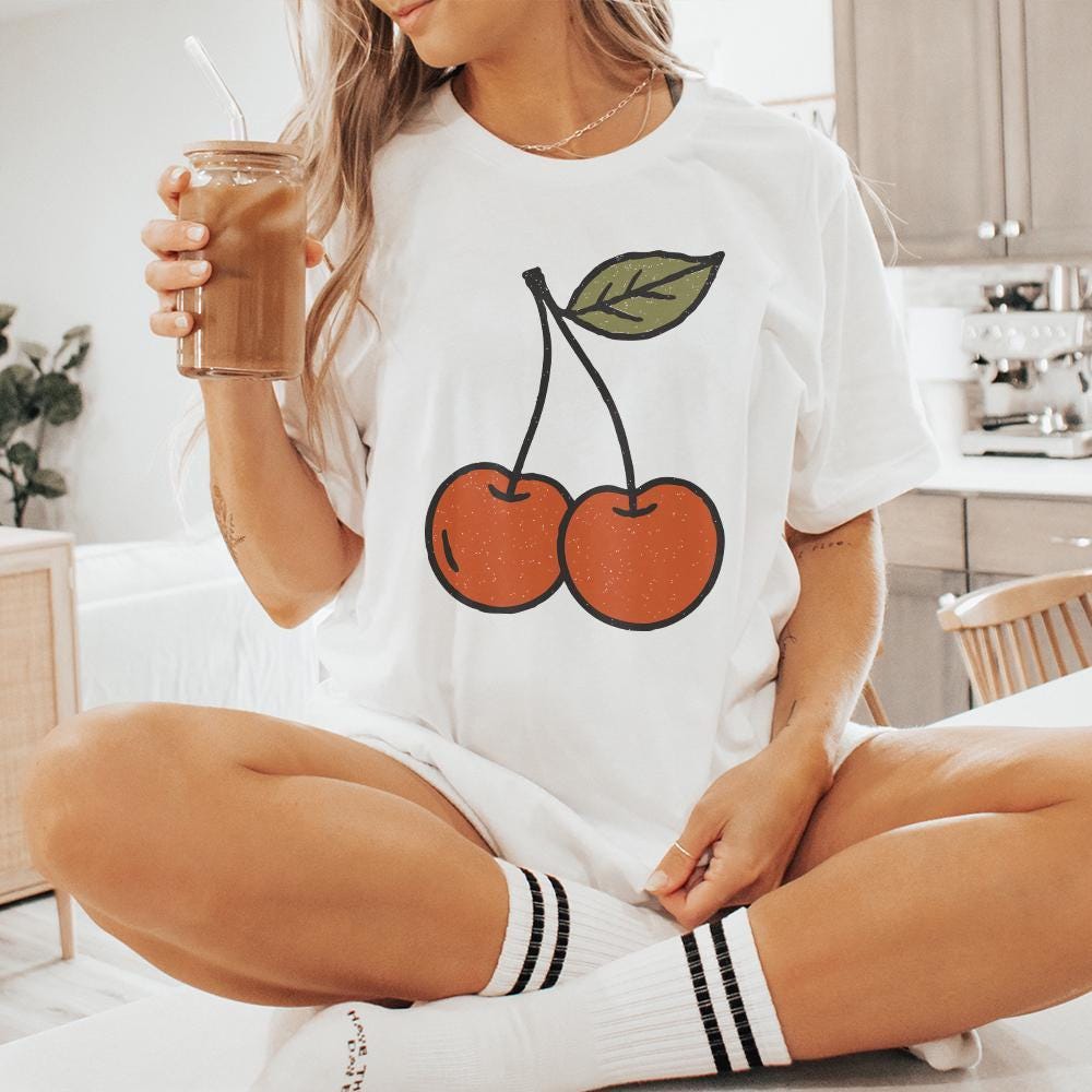 Trendy Cherry Retro Aesthetic, Custom Illustration Art - 300 DPI Design