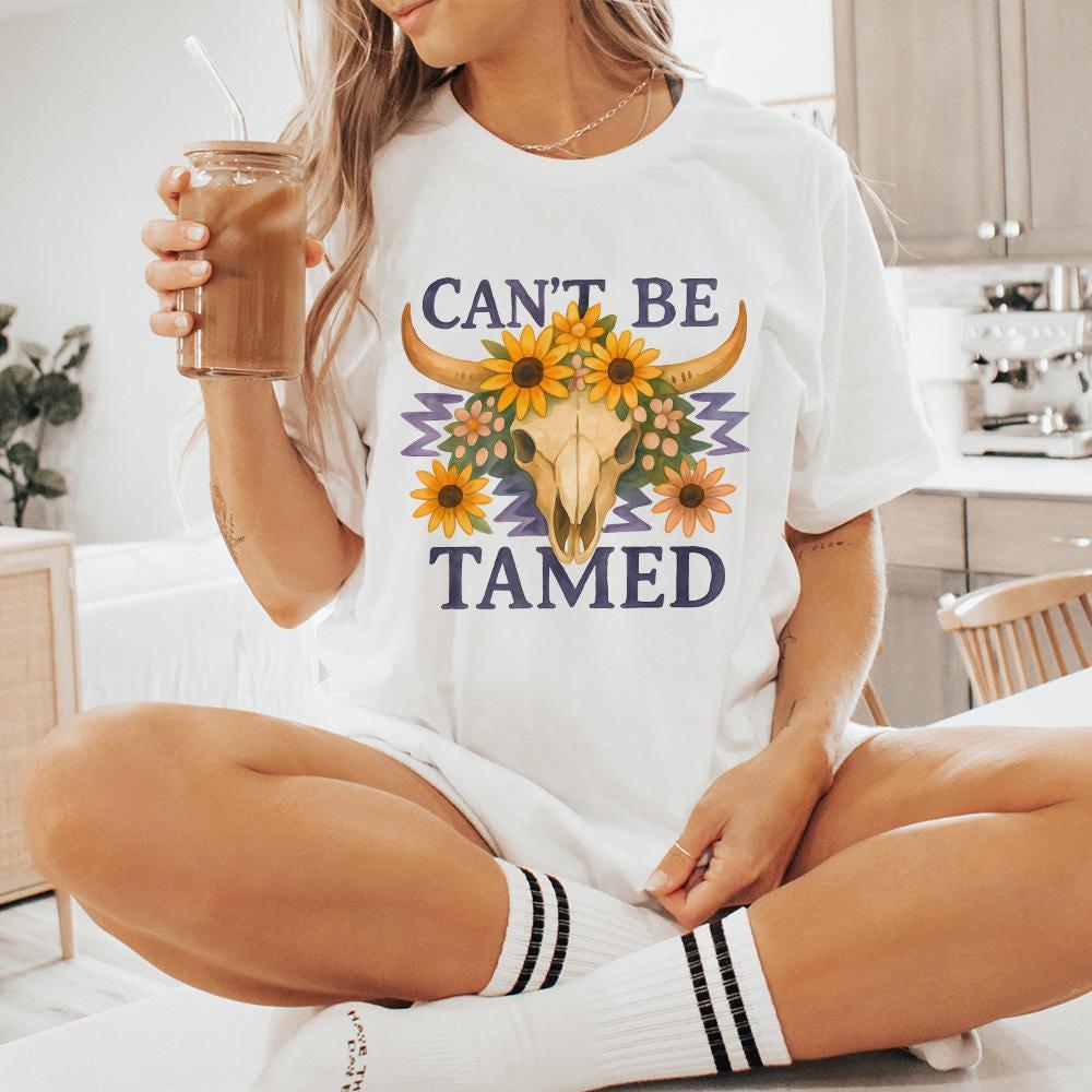 Can't Be Tamed Bull Skull Png, Western Cowgirl Png - 300 DPI Design for