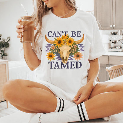 Can't Be Tamed Bull Skull Png, Western Cowgirl Png - 300 DPI Design for