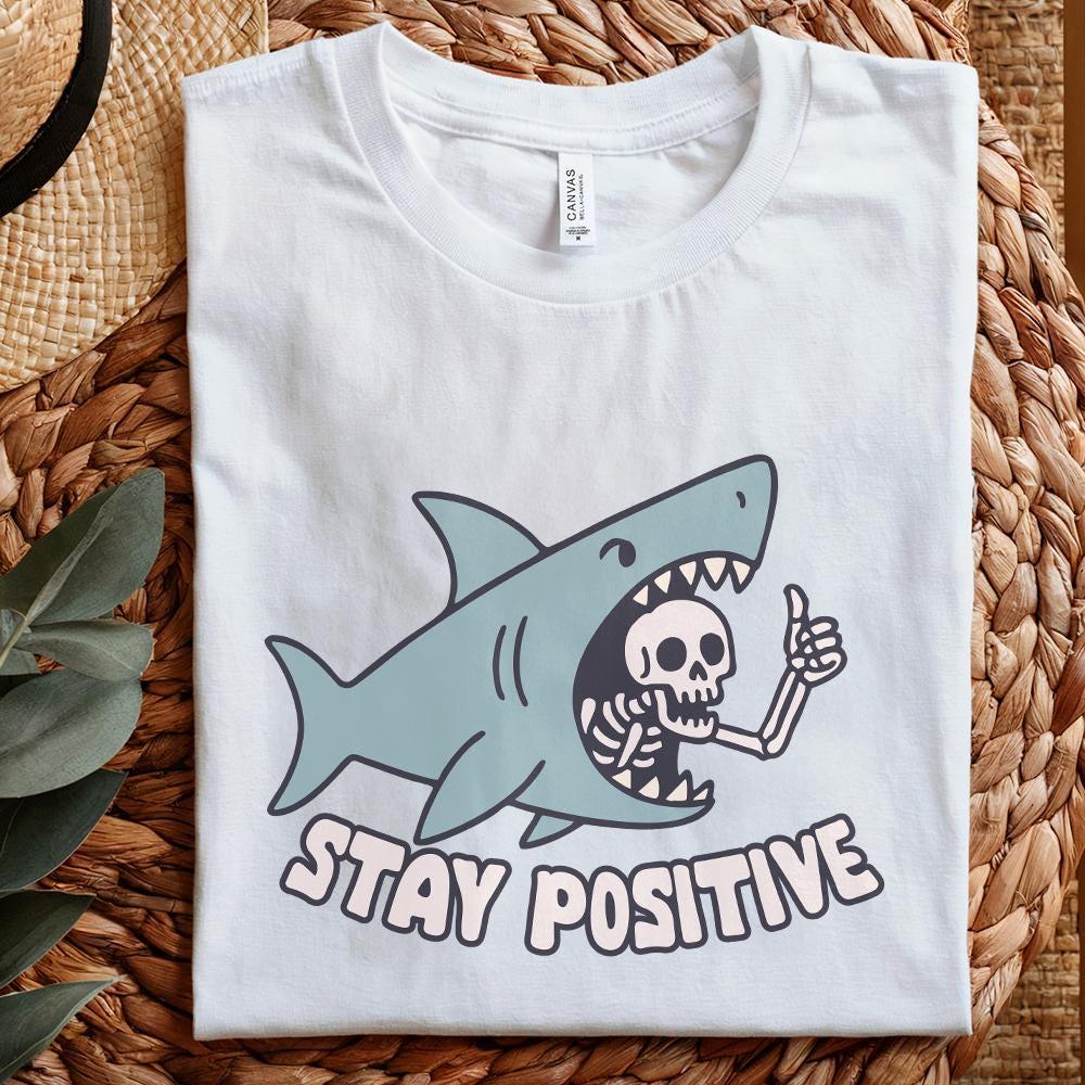 Funny Shark and Skeleton PNG, Trendy Vintage Design for Stickers - 300