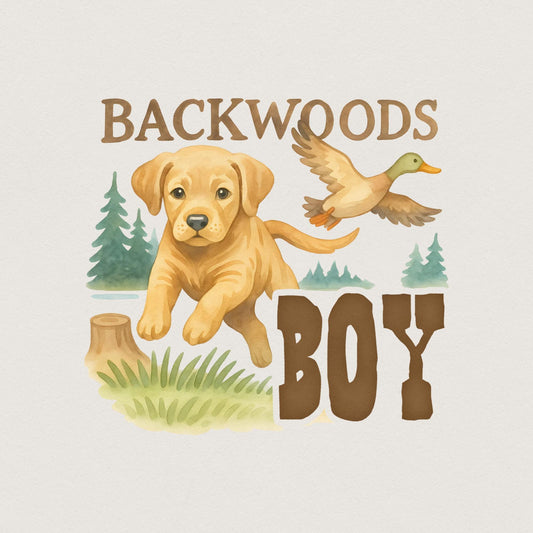 Backwoods png, brown Labrador hunting dog png - 300 DPI Design for T-Shirt