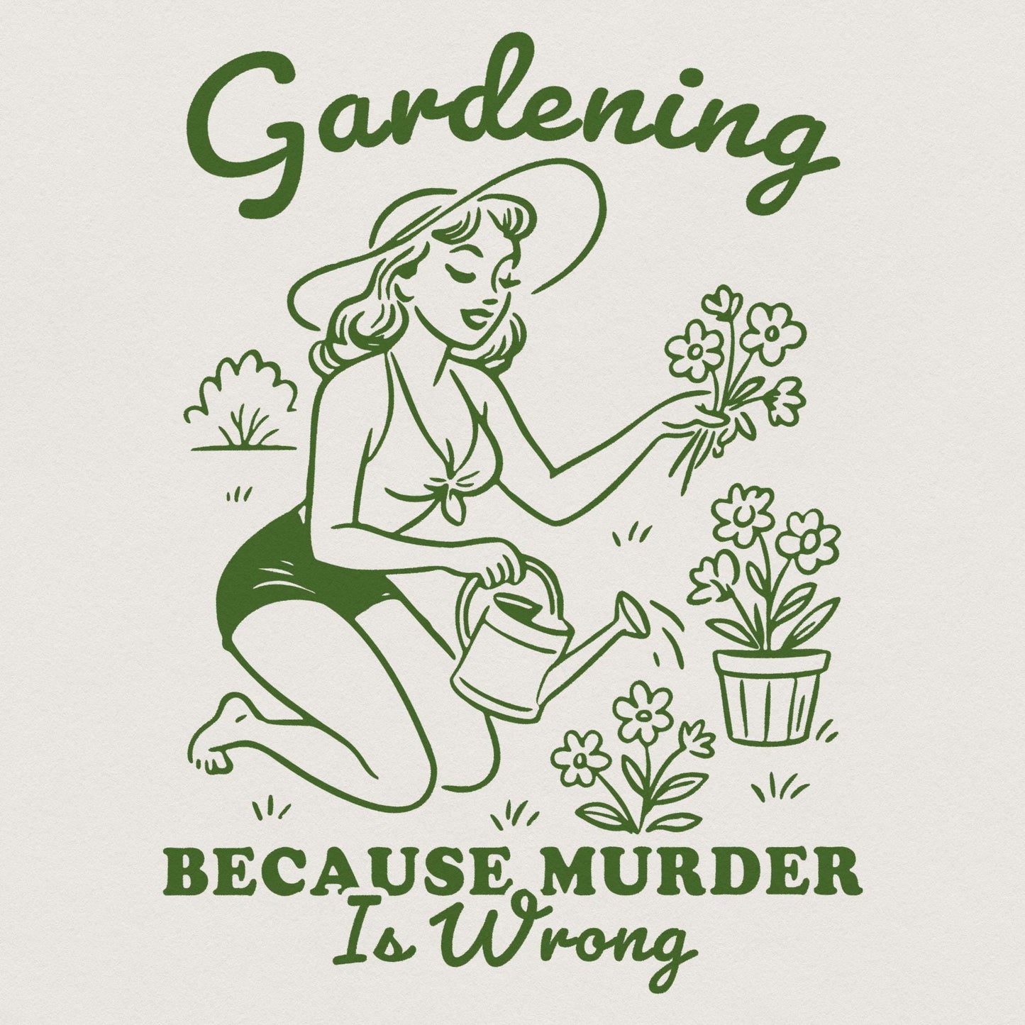 Gardening Because Murder Is Wrong PNG, Vintage Retro Gardening Design -