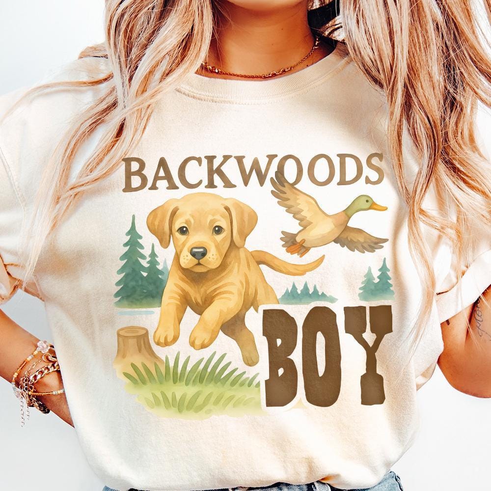 Backwoods png, brown Labrador hunting dog png - 300 DPI Design for T-Shirt