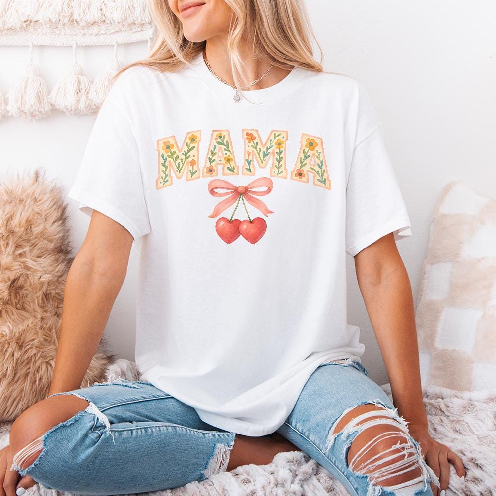 Cherry Bow Coquette Mama PNG, Mom Coquette Png - 300 DPI Design for T-Shirt