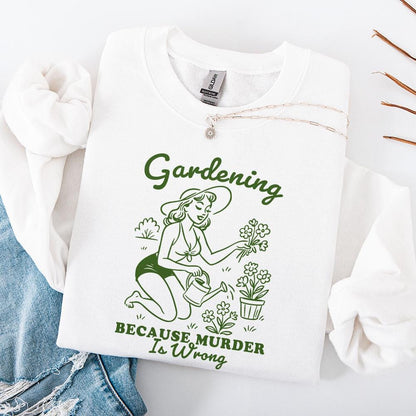 Gardening Because Murder Is Wrong PNG, Vintage Retro Gardening Design -