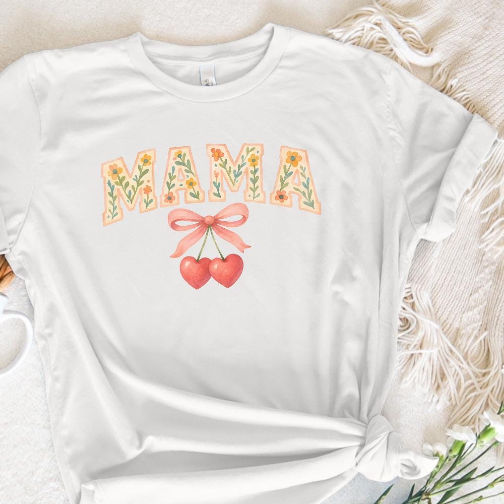 Cherry Bow Coquette Mama PNG, Mom Coquette Png - 300 DPI Design for T-Shirt