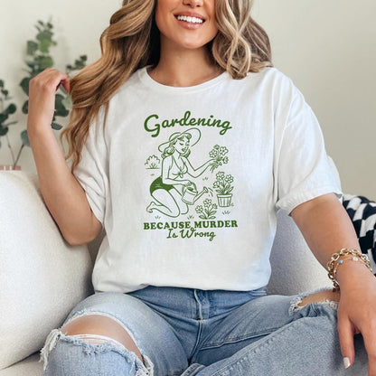Gardening Because Murder Is Wrong PNG, Vintage Retro Gardening Design -