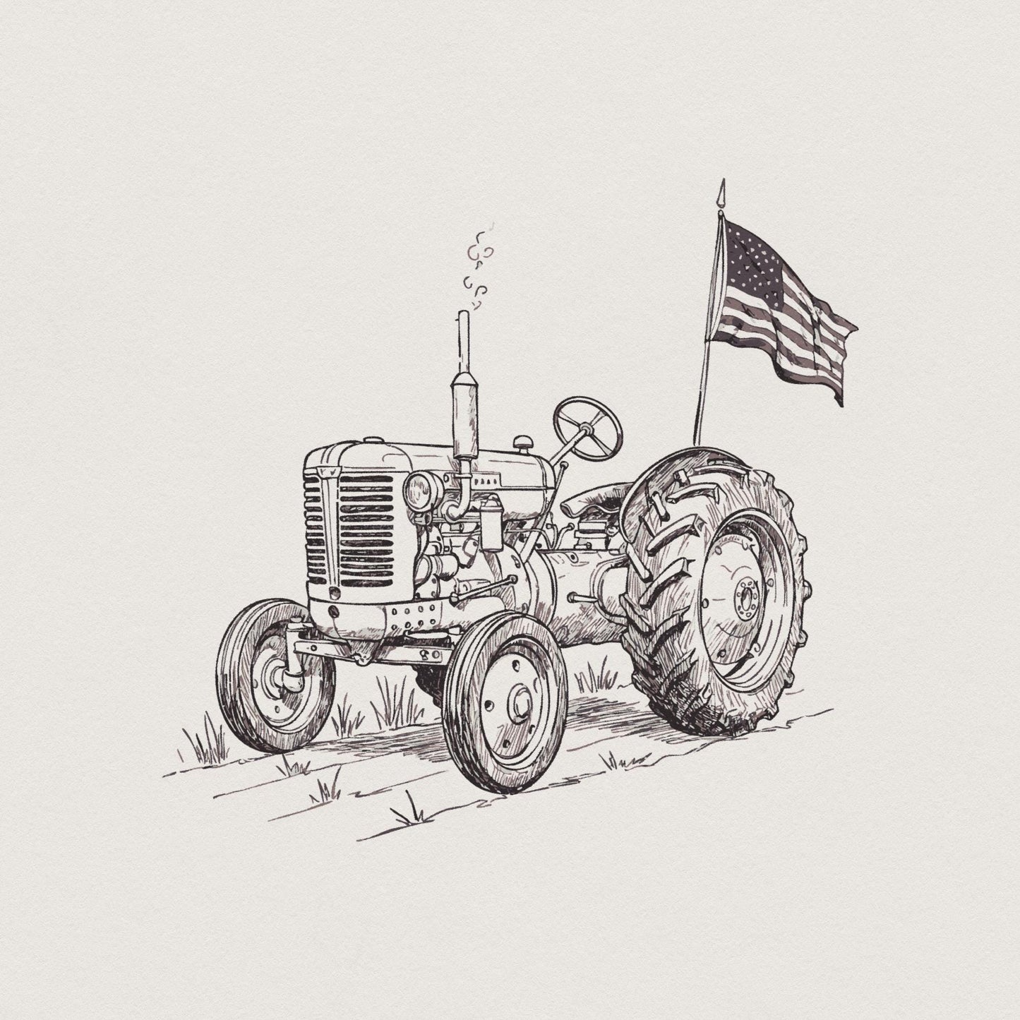 Vintage Tractor PNG, Patriotic Tractor - 300 DPI Design for T-Shirt