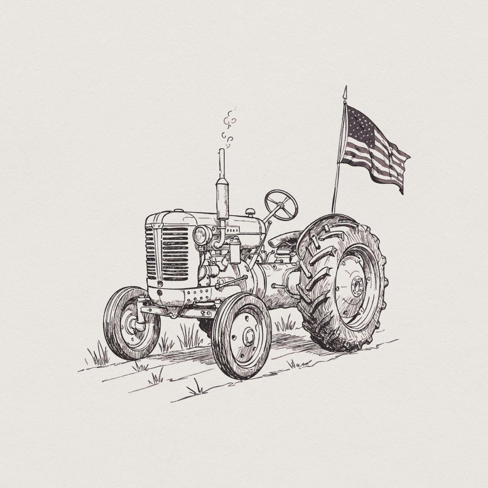 Vintage Tractor PNG, Patriotic Tractor - 300 DPI Design for T-Shirt
