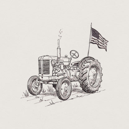 Vintage Tractor PNG, Patriotic Tractor - 300 DPI Design for T-Shirt