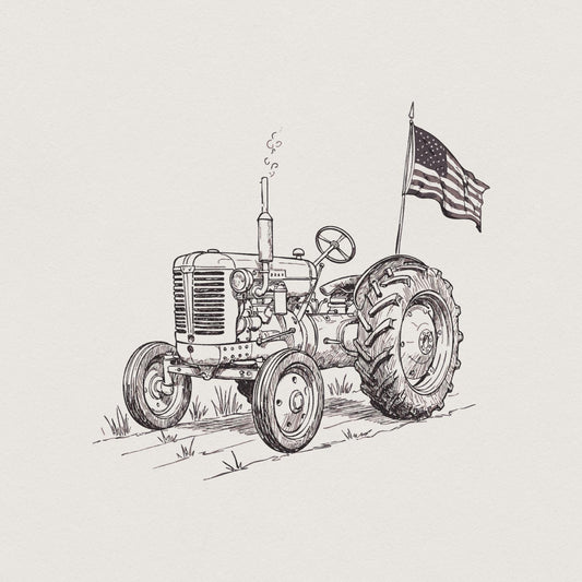 Vintage Tractor PNG, Patriotic Tractor - 300 DPI Design for T-Shirt