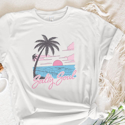 Retro Summer Salty Soul Png, Summer Shirt Designs - 300 DPI Design for