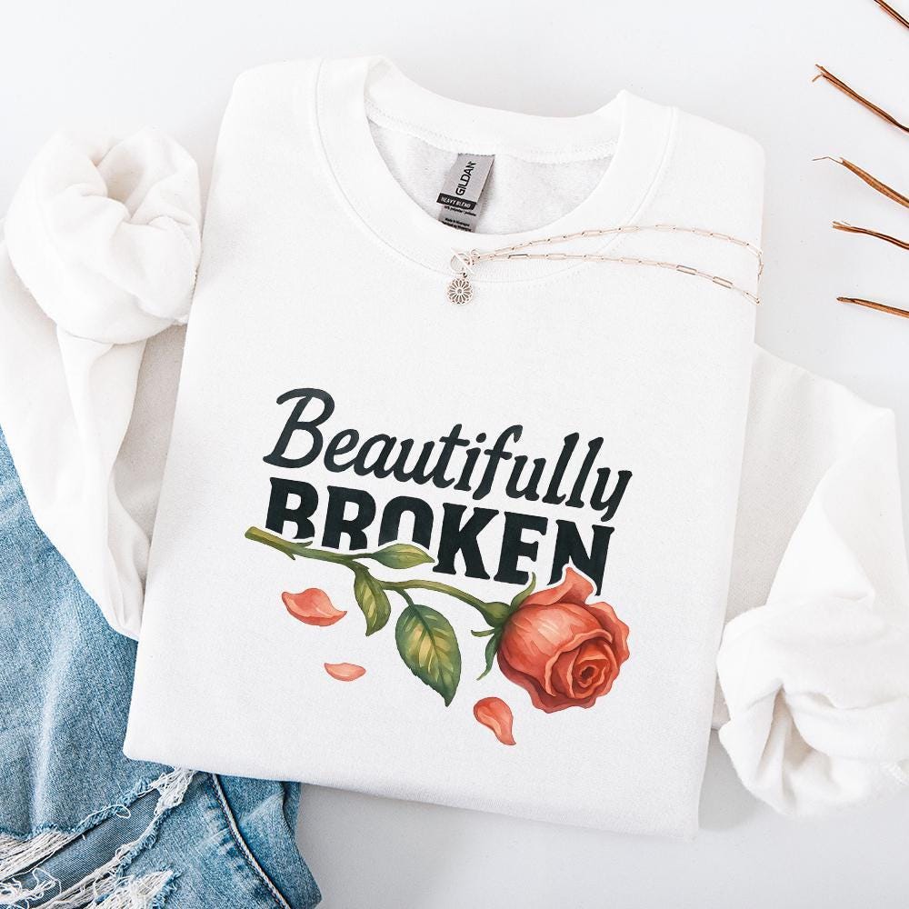 Beautifully Broken, Heartbreak Rose Png - 300 DPI Design for T-Shirt