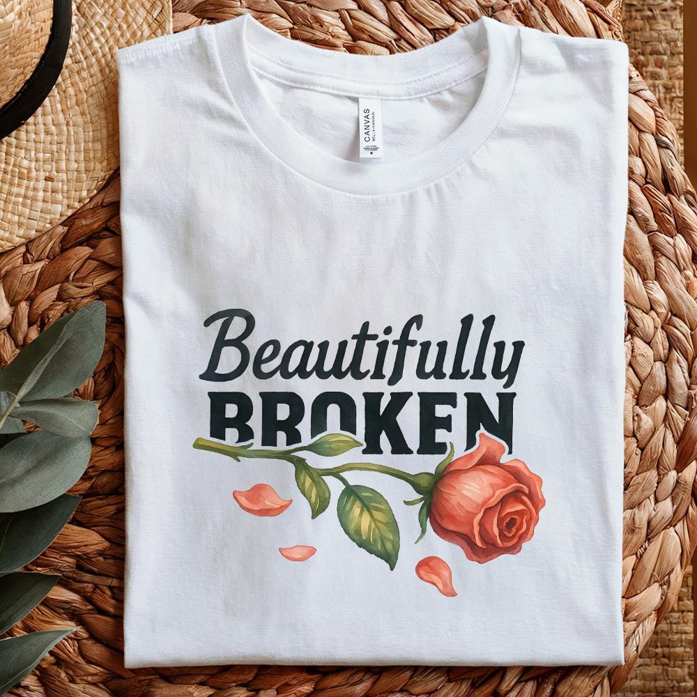 Beautifully Broken, Heartbreak Rose Png - 300 DPI Design for T-Shirt