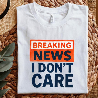 Breaking News I Don't Care PNG, Funny Sarcastic Humor Design - 300 DPI