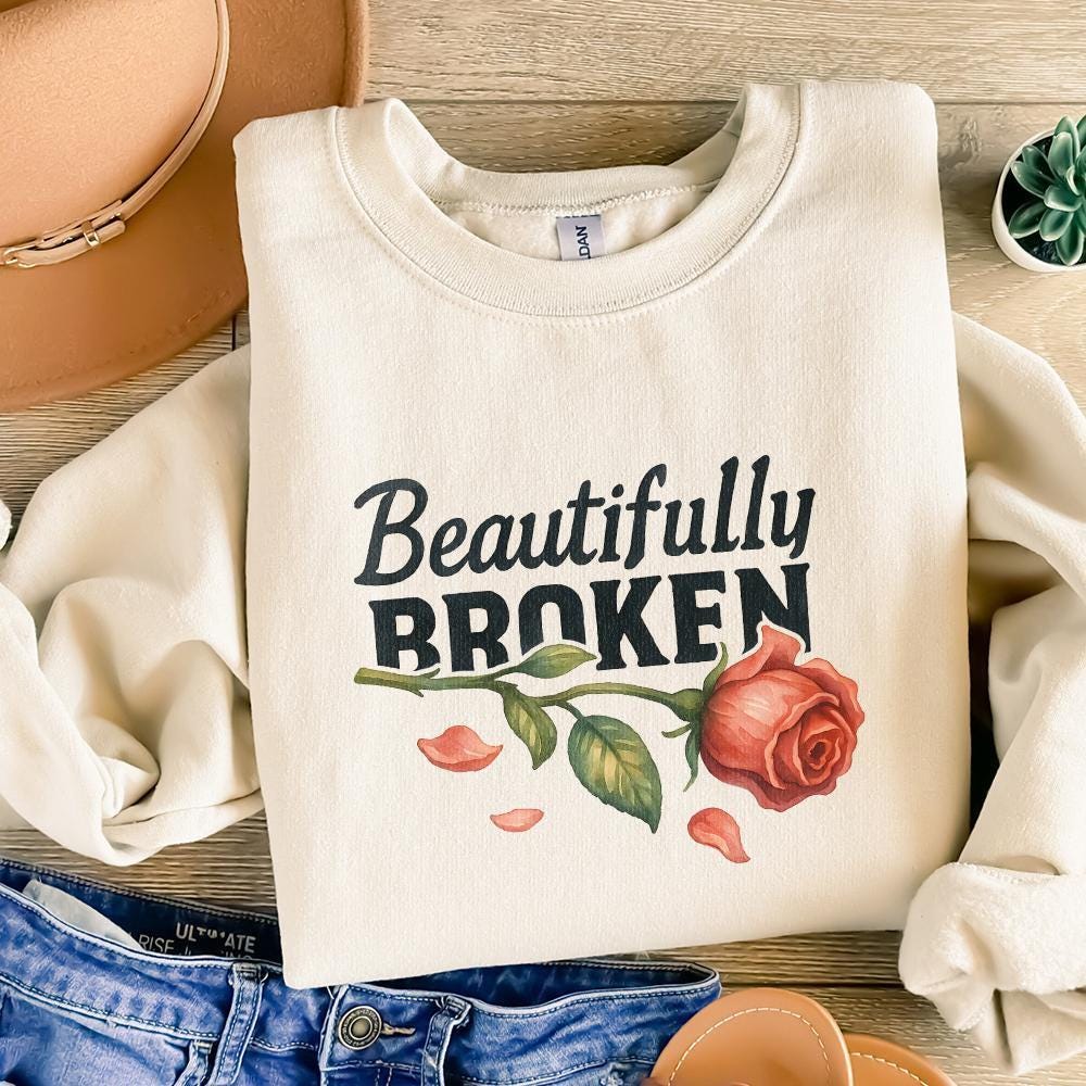 Beautifully Broken, Heartbreak Rose Png - 300 DPI Design for T-Shirt
