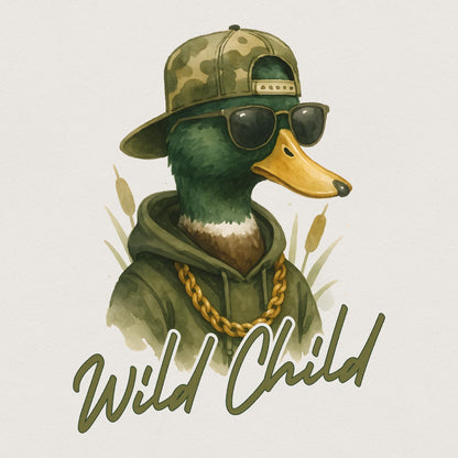 Wild Child Duck Hunting PNG, Funny Duck Hunt Design - 300 DPI Design for