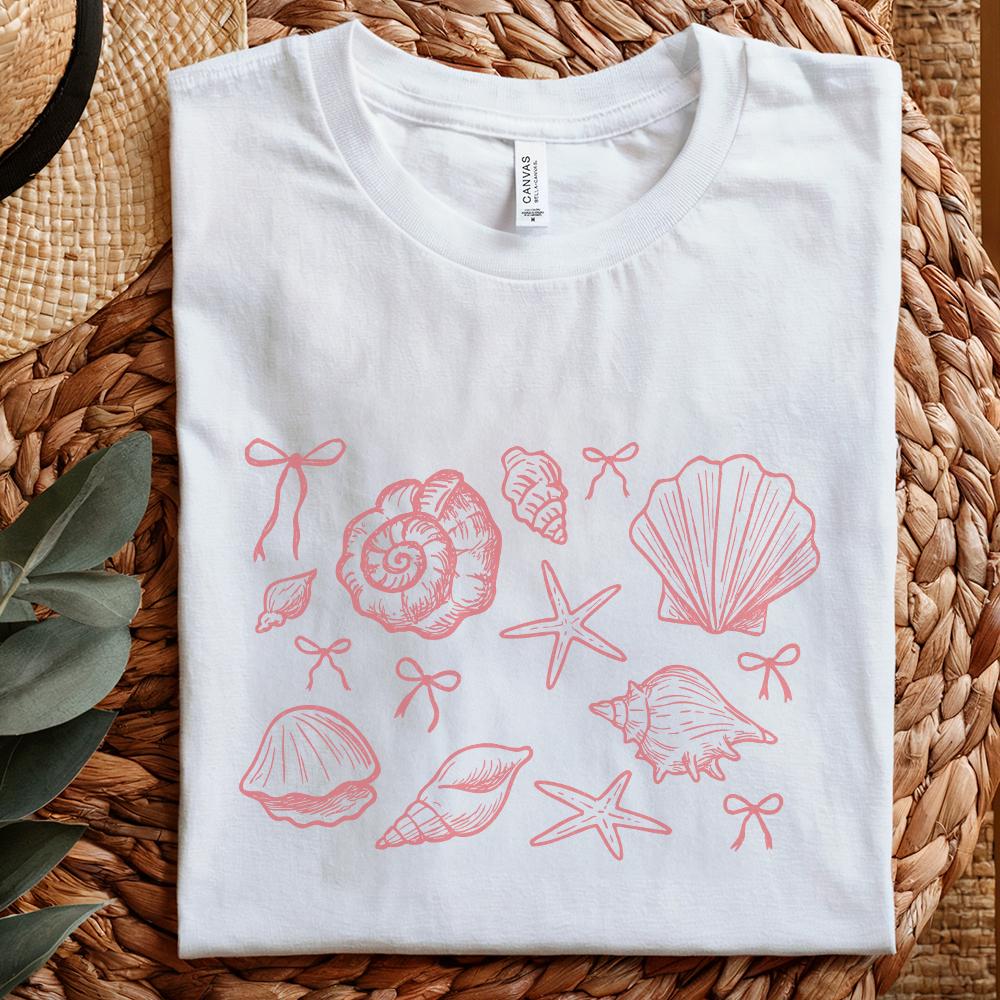 Coquette Seashell PNG, Beach Png - 300 DPI Design for T-Shirt