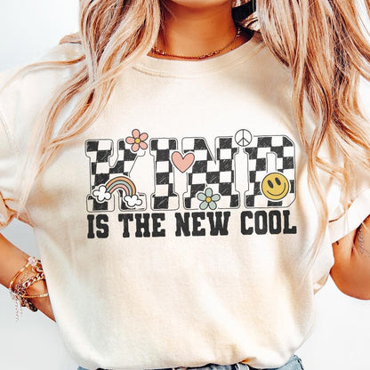 Kind is the New Cool PNG, Retro Sublimation Design - 300 DPI Design for