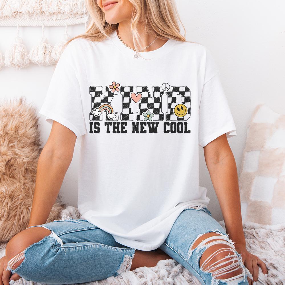 Kind is the New Cool PNG, Retro Sublimation Design - 300 DPI Design for
