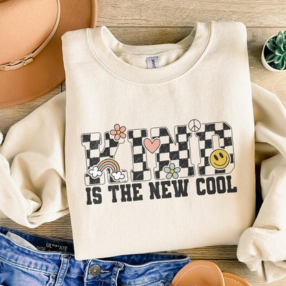 Kind is the New Cool PNG, Retro Sublimation Design - 300 DPI Design for