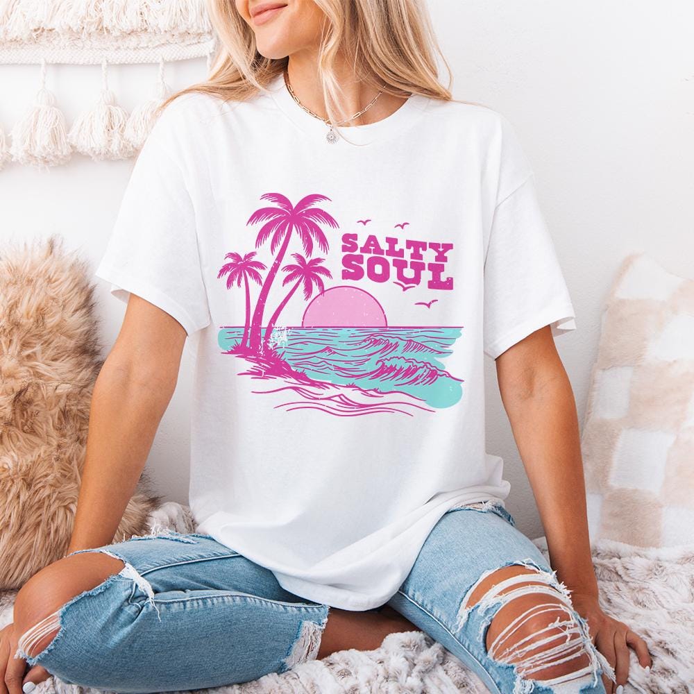 Retro Summer Salty Soul PNG, Trendy Summer PNG - 300 DPI Design for T-Shirt