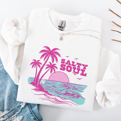 Retro Summer Salty Soul PNG, Trendy Summer PNG - 300 DPI Design for T-Shirt
