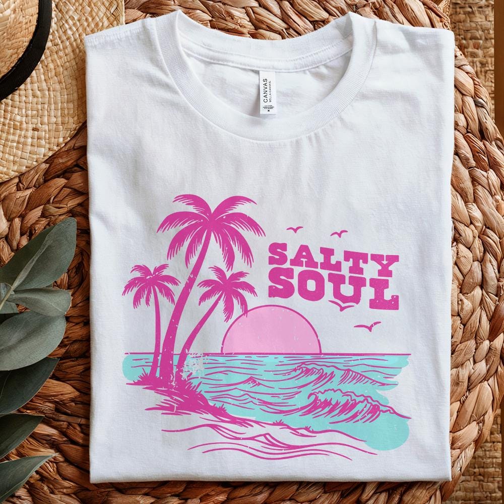 Retro Summer Salty Soul PNG, Trendy Summer PNG - 300 DPI Design for T-Shirt