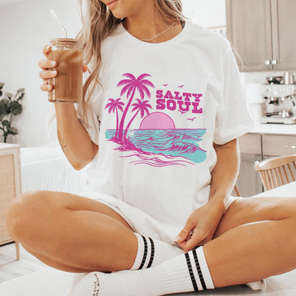 Retro Summer Salty Soul PNG, Trendy Summer PNG - 300 DPI Design for T-Shirt