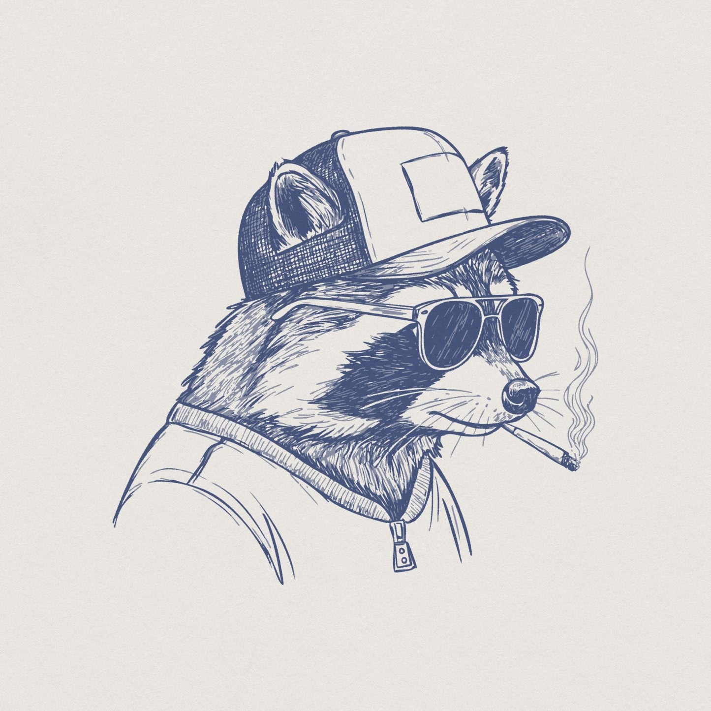 Raccoon Mullet Trucker Hat PNG, Redneck Animals - 300 DPI Design for